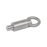 Stainless Steel Indexing Plungers, Non Lock-Out, Weldable, with Pull Ring