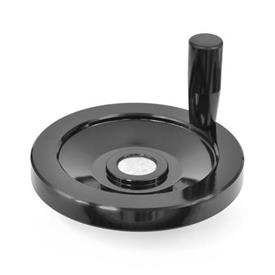  VPRA-MS Phenolic Plastic Solid Disk Handwheels, with Stainless Steel Hub, with Revolving Handle 