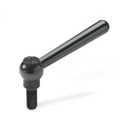 GN 99.2 Steel Adjustable Clamping Levers, Threaded Stud Type, Push to Disengage Type: N - Angled lever