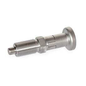GN 818 Stainless Steel AISI 316 Indexing Plungers, Lock-Out Type: CN - With stainless steel knob, without lock nut