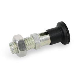 GN 8017 Zinc Die-Cast Indexing Plungers, Lock-Out and Non Lock-Out Type: CK - Lock-out, with lock nut