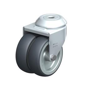 LMDA-TPA Steel, Light Duty Twin Wheel Swivel Casters with Thermoplastic Rubber Wheels and Bolt Hole Fitting, Standard Bracket Series  Type: G - Plain bearing