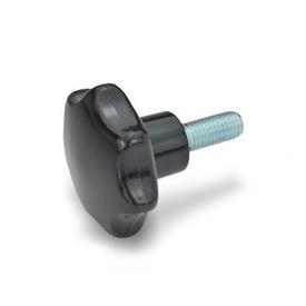 GN 6336.4 Plastic Star Knobs, with Steel Threaded Stud Material: SK - Phenolic (PF)