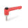 GN 304.1 Zinc Die-Cast Straight Adjustable Levers, with Push Button, Threaded Stud Type, with Stainless Steel Components Lever color: RS - Red, RAL 3000, textured finish
Push button color: S - Black, RAL 9005