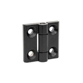 GN 237.3 Stainless Steel Heavy Duty Hinges Type: A - With bores for countersunk screws<br />Finish: SW - Black, RAL 9005, textured finish