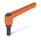 GN 300 Zinc Die-Cast Adjustable Levers, Threaded Stud Type, with Blackened Steel Components Color / Finish: OS - Orange, RAL 2004, textured finish