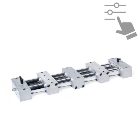 Precision Double Tube Linear Actuators GN 6950: Steel / Stainless Steel, with Two Independent Single Sliders, Configurable