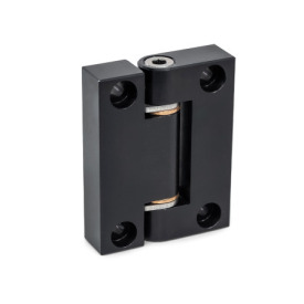 GN 7580 Aluminum Precision Hinges, Bronze Bearing Bushings, Used as Joint Finish: ALS - Anodized finish, black<br />Inner leaf type: A - Tangential fastening with cylindrical recess<br />Outer leaf type: A - Tangential fastening with cylindrical recess