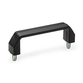 EN 528.4 Jaladeras en «U» para gabinete, de plástico tecnopolímero, con espárragos roscados Color: SW - Negro, RAL 9005, acabado mate