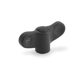 EN 634.1 Antibacterial Plastic Wing Nuts, Ergostyle®, with Stainless Steel Tapped Insert Color: SGA - Black-gray, RAL 7021, matte finish