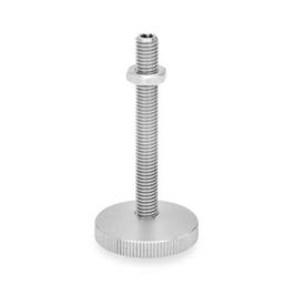 GN 339 Stainless Steel Leveling Feet, Fixed Threaded Stud Type, with Plastic / Rubber Cap Material: NI - Stainless steel<br />Type: KR - With rubber cap, non-skid