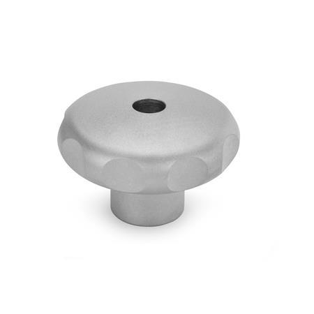 GN 5335 Stainless Steel AISI 303 Star Knobs, Matte Shot-Blasted Finish, with Tapped or Plain Bore Type: D - With tapped through bore