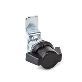GN 115.1 Zinc Die-Cast Mini Cam Latches / Mini Cam Locks, Black Powder Coated Housing Collar Type: SK - With wing knob<br />Finish (Housing collar): SW - Black, RAL 9005, textured finish