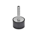 Stainless Steel Vibration Damping Leveling Feet, Threaded Stud Type, with Rubber Pad