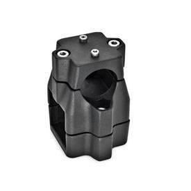 GN 135.1 Connecteurs pour actionneur linéaire en aluminium, assemblage divisé Finition: SW - Noir, RAL 9005, finition texturée<br />d<sub>1</sub> / s<sub>1</sub>: B - Alésage<br />d<sub>2</sub> / s<sub>2</sub>: V - Carré
