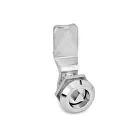 GN 115 Loquets à came en zinc moulé sous pression, avec bague de centrage chromée, manipulation par clé à douille Type: DK - Avec broche triangulaire