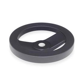 GN 324 Aluminum Two Spoked Handwheels, Black Powder Coated, with or without Revolving Handle Bore code: B - Without keyway<br />Type: A - Without revolving handle