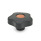 EN 5337.2 Plastic Five-Lobed Knobs, with Brass / Steel Tapped or Plain Blind Bore Insert Color of the cover cap: DOR - Orange, RAL 2004, matte finish