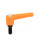 WN 304 Plastic Straight Adjustable Levers with Push Button, Threaded Stud Type, with Steel Components Lever color: OS - Orange, RAL 2004, textured finish
Push button color: G - Gray, RAL 7035