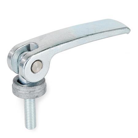 GN 927.2 Steel Clamping Levers with Eccentrical Cam, Zinc Plated, Threaded Stud Type, with Steel