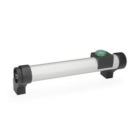 GN 332 Aluminum Tubular Handles, with Power Switching Function Finish: EL - Anodized finish, natural color<br />Type: T1 - With 1 button<br />Identification no.: 1 - Without emergency stop<br />Door opening: L - Left