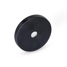 GN 51.8 Aimants de retenue en acier, forme de disque, à trou fraisé, avec gaine en caoutchouc Couleur: SW - Noir