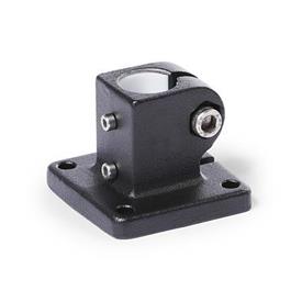 GN 162.1 Aluminium, pieds pour tube pour actionneur linéaire d1: G - avec insert coulissant<br />Finition: SW - Noir, RAL 9005, finition texturée