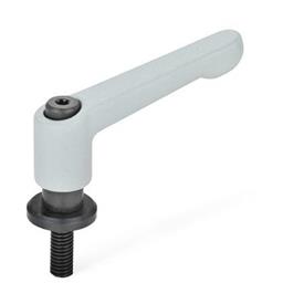 GN 307 Zinc Die-Cast Adjustable Levers, Steel Threaded Stud Type, with Washer Color: SR - Silver, RAL 9006, textured finish