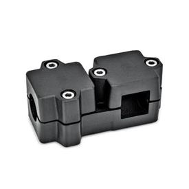 GN 194 Aluminum T-Angle Connector Clamps, Multi-Part Assembly Bildzuordnung1: B - Bore<br />Bildzuordnung2: V - Square<br />Finish: SW - Black, RAL 9005, textured finish