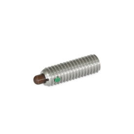  SPSSDN Stainless Steel Spring Plungers, with Delrin® Plastic Nose Pin, with Internal Hex Type: KSN - Stainless steel, high spring load<br />Identification: N - With locking element