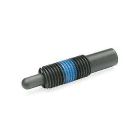 GN 611 Steel / Stainless Steel Long Stroke Spring Plungers, with Nose Pin, with Internal Hex Type: L - Steel, standard spring load