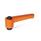 WN 302 Nylon Plastic Straight Adjustable Levers, Tapped or Plain Bore Type, with Blackened Steel Components Color: OS - Orange, RAL 2004, textured finish