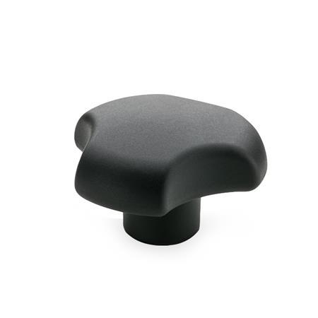 EN 5342 Technopolymer Plastic Three-Lobed Knobs, with Stainless Steel Tapped Insert 