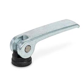 GN 927.3 Steel Clamping Levers with Eccentrical Cam, Tapped Type, with Plastic Contact Plate Type: B - Plastic contact plate without setting nut