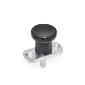 GN 608.6 Doigts d'indexage avec goupille de poussoir en inox, montage de plaque, verrouillable 