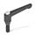 GN 303 Manettes indexables en zinc moulé sous pression, goujon fileté, avec composants en acier, avec bouton-poussoir Couleur du bouton poussoir: G - Gris, RAL 7035