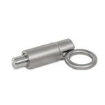 Stainless Steel Indexing Plungers, Lock-Out, Weldable, with Pull Ring