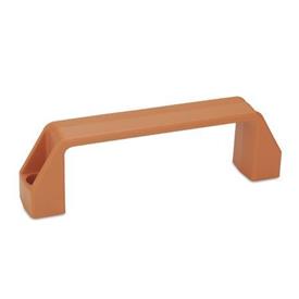 EN 528 Technopolymer Plastic, Cabinet "U" Handles, with Counterbored Mounting Holes Material: PA - Plastic<br />Color: OR - Orange, RAL 2004, Matte finish