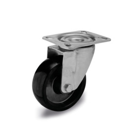 EN 22894 Steel / Stainless Steel Medium Duty Casters, Phenolic Resin Wheel Tread / Core , Light Version, for High Temperatures Bearing type: G - Friction bearing<br />Bracket type: L - Swivel bracket with mounting plate<br />Coding: L - Light version<br />Bracket material: NI - Stainless steel sheet metal