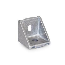 GN 961 Aluminum Angle Brackets, for 30 / 40 mmm Profile Systems, for Slot Widths 6 / 8 mm, Assembly with Roll-In T-Slot Nuts GN 506 Type: A - Without assembly set, without cover cap<br />Finish: MT - Matte, tumbled finish