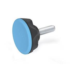 EN 636.4 Technopolymer Plastic Seven-Lobed Knobs, Ergostyle®, with Steel Threaded Stud Color: DBL - Blue, RAL 5024, matte finish