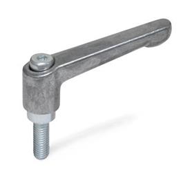 GN 300.2 Zinc Die-Cast Adjustable Levers, Threaded Stud Type, with Zinc Plated Steel Components Color (Finish): RH - Uncoated
