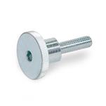 Steel Knurled Thumb Screws, Zinc Plated, High Type, with Internal Hex Head