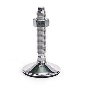 GN 17 Pies de nivelación de acero inoxidable AISI 304, conforme con FDA Versión (Espárrago): VK - Con tuerca, hexágono externo en la parte superior, cara para llave de apriete en la parte inferior