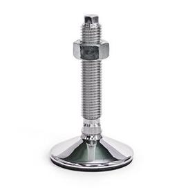 GN 17 Stainless Steel AISI 304 Leveling Feet, FDA Compliant Version (Stud): VK - With nut, external hex at the top, wrench flat at the bottom