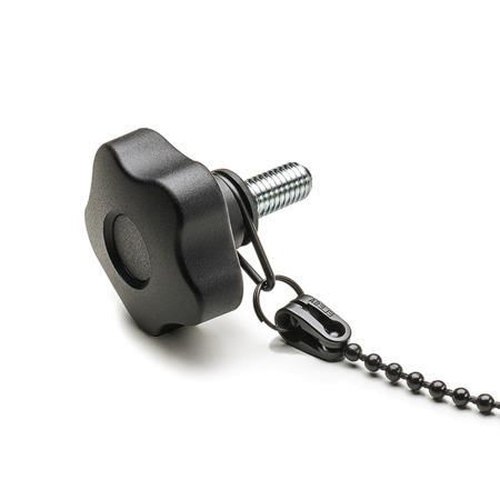 Five-Lobed Knobs EN 5337.13: Plastic, with Steel Threaded Stud, with Loss Protection
