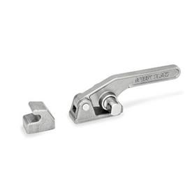 GN 852 Stainless Steel Latch Type Toggle Clamps, Heavy Duty Type Material: NI - Stainless steel<br />Type: TS - Weldable, without U-bolt latch, with catch