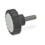 Technopolymer Plastic Hollow Knurled Knobs, with Stainless Steel Threaded Stud, with Brass, Plastic, or Spherical Tip