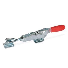 GN 850.1 Steel Latch Type Toggle Clamps, with Horizontal Mounting Base Type: TG - With draw axle, with catch, with oval head latch bolt