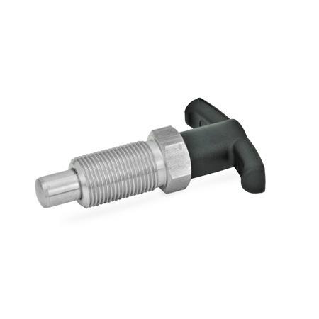 GN 817.4 Stainless Steel Indexing Plungers, Lock-Out and Non Lock-Out, with T-Handle Material: NI - Stainless steel
Type: B - Non lock-out, without lock nut